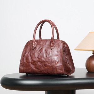 Bolso Bandolera de Cuero Genuino Estilo Vintage Otoño/Invierno, Bolso Tote de Gran Capacidad, Bolso de Mano de Piel Vacuna Escarchada, a la Moda para Damas - Product Image 3