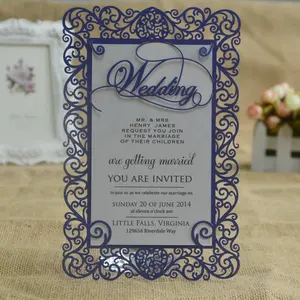 Tarjetas de invitación de boda con corte láser de lujo