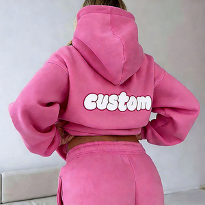 Sudadera con Capucha para <span class=keywords><strong>Mujer</strong></span>, Personalizada, de Felpa Suave, 360 g/m², 100% Algodón, Talla Grande, con Estampado Puff - Product Image 1