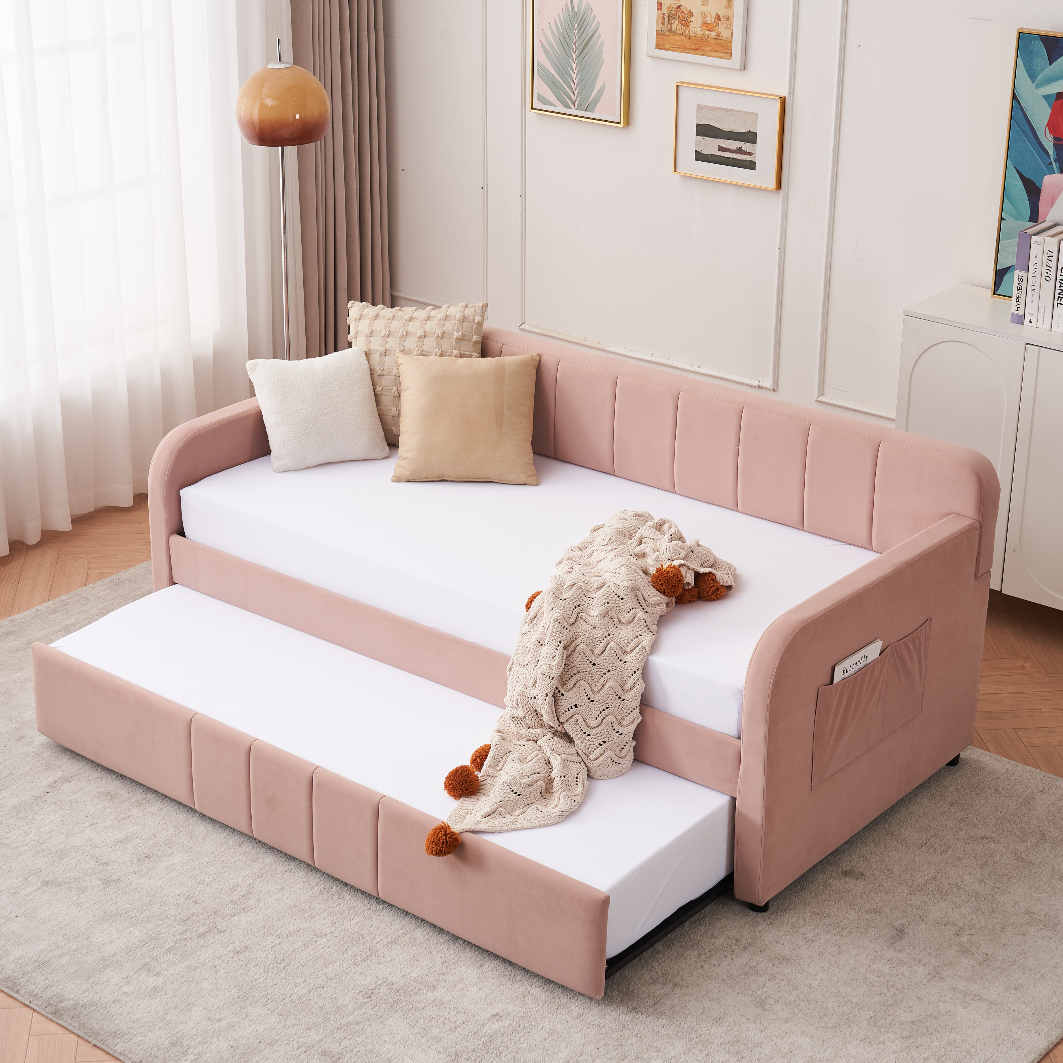 Pink + MDF+Iron + Velvet + Foam