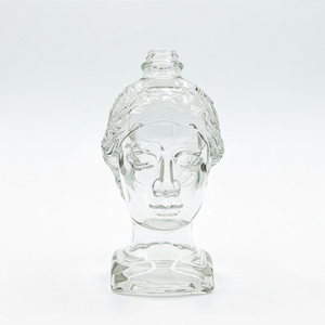 Bouteille de whisky, spiritueux, liqueur ou vin transparente réutilisable de 700 ml avec bouchon, design tête de Bouddha personnalisé - Product Image 2