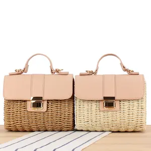 2024 Groothandel Geweven Rieten Clutch Zomer Strand Crossbody Handtassen Mode Handtas Strotas Voor Vrouwen