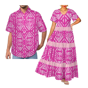 Hawaii phong cách nhiệt đới bãi biển Kỳ nghỉ v-cổ ăn mặc kích thước lớn vài trang phục Ladies 'casual ăn mặc và người đàn ông của Aloha Áo sơ mi - Product Image 4