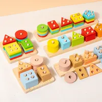Jouets en bois écologiques amusants pour le reconnaissance des couleurs, les puzzles de tri de formes, le tri et l'empilage des blocs