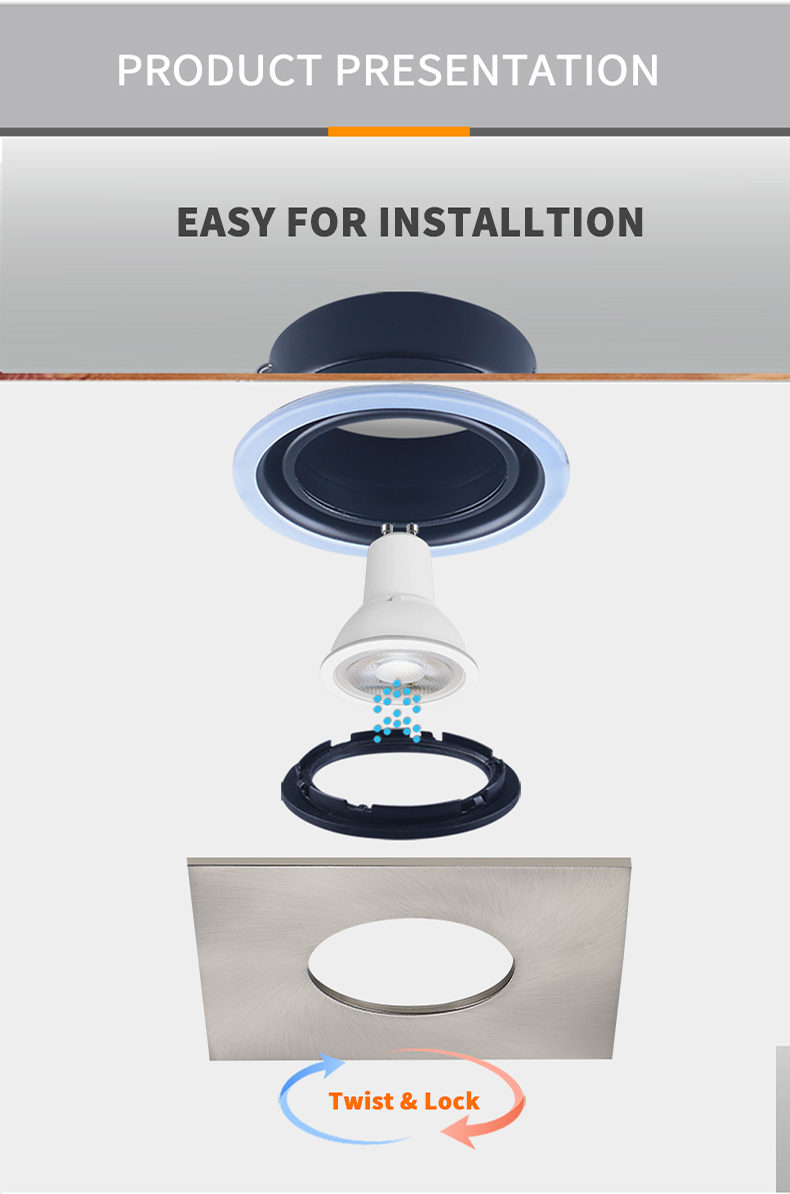 IP65 Black White Bathroom Ceiling Spotlights AC 220 - 240V Cri90 RoHS Approved