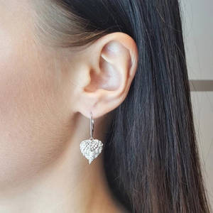 Pendientes elegantes con diamantes en forma de corazón para mujer, joyería fina de estilo romántico para boda de plata con diamantes blancos naturales de color D - Product Image 4