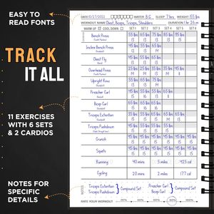 Journal de fitness personnalisé en papier rigide A5, planificateur d'entraînement, carnet de suivi d'activités sportives, journal d'entraînement, cadeau pour hommes et femmes, sport - Product Image 3