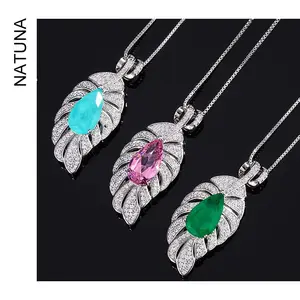 Natuna Factory Wholesale Emerald Diamond Necklace Retro European And American Fashion Necklace For Women