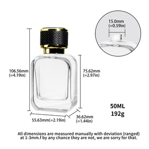 Flacone di Profumo Vuoto in Vetro Quadrato da 50ML con Tappo in Pelle Nera Design a Crimpatura - Product Image 6