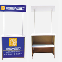 Comptoir d'exposition portable en PP pour salon professionnel, table pliante en fer légère pour promotion publicitaire en extérieur et supermarché
