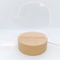 Offre Spéciale Lampe de nuit LED personnalisée avec USB Base rectangulaire ronde en bois 3D pour l'artisanat du bois Boîtes en bois et panneaux muraux