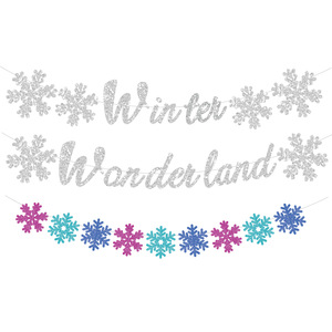 Winter Wonderland <b>Snowflake</b> Banner <b>Decorations</b> Christmas Party Hanging Ornaments Durable Elegant Style - Product Image 1