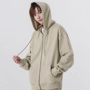 Custom Logo 100% Cotton Loose Drop Shoulder Double Layered Zip <b>Hoodie</b> Oversized Heavyweight 330G Parent-<b>child</b> Style Sweatershirt - Product Image 6