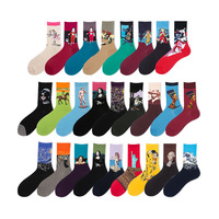 Chaussettes pour hommes, motif dessin animé ciel étoilé, 100% coton, absorbant la transpiration, chaussettes tendance pour l'automne