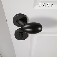 Poignée sphérique noire moderne nordique avec serrure à pêne fendu pour chambre intérieure et villa