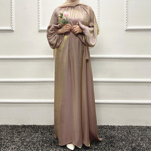 Robe élégante de couleur unie Robe brillante Maxi <span class=keywords><strong>Abaya</strong></span> pour femmes musulmanes grande taille vêtements pour femmes Lehenga Choli Party Wear - Product Image 6