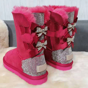 Ingrosso su misura per donna stivali da neve invernali caldi da esterno Anti-skid stivali da montone con fiocco all'ingrosso stivali da neve - Product Image 4