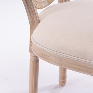 طقم كراسي طعام بتصميم فرنسي من الخشب الصلب مع ظهر من الروطان وقماش الكتان باللون البيج (قطعتان) - Product Image 5