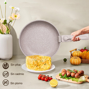 Ensemble de casseroles en céramique marbrée antiadhésive de haute qualité avec poignée amovible en bakélite, couvercles en verre, compatible lave-vaisselle, pour gaz et induction - Product Image 2