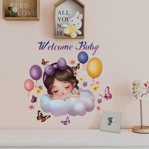 New Design Girl Sleep on <strong>Clouds</strong> Welcome Baby <strong>Sticker</strong> Waterproof 3d Self-adhesive <strong>Wall</strong> <strong>Stickers</strong> for Home Decor - Product Image 5