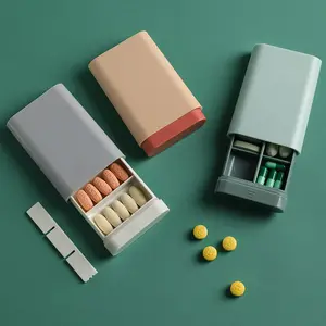 Wadah pil portabel Mini Travel tipe laci kotak pil plastik lucu untuk 7 hari