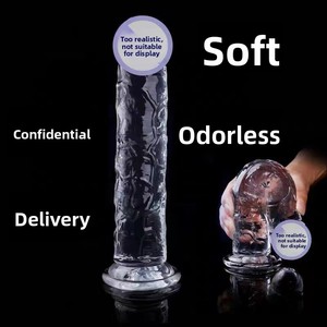 Pene Falso Transparente de Cristal sin Nódulos, Juguete Sexual para Adultos, Palo de Masturbación, Tapón Anal con Fuerte Ventosa para Mujeres - Product Image 2