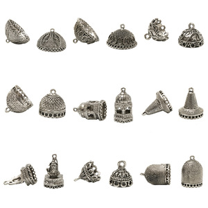 Vente directe d'usine Inde : Perles de bijoux en alliage argenté antique à franges, en forme de lanterne, pour boucles d'oreilles et chapeaux de perles, motif <span class=keywords><strong>cage</strong></span> à oiseaux tridimensionnelle - Product Image 2