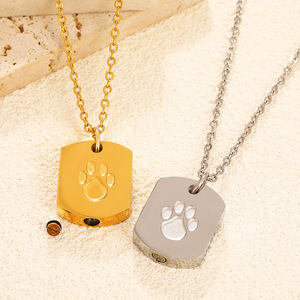 Collar de Acero Inoxidable al por Mayor B079, Collar con Diseño de Huella de Perro, Regalo Conmemorativo para Amantes de Mascotas - Product Image 3