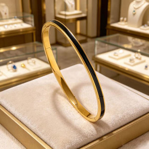 Fashion Wholesale Luxe Luxury Stainless Steel 18K PVD Gold Plated Enamel <b>Bangle</b> <b>Bracelet</b> for Women - Product Image 2