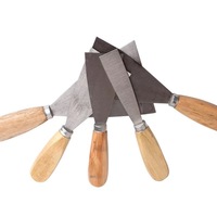 Couteau à mastic avec manche en bois, lame de raclage en acier inoxydable, lame oblique, couteau de nettoyage, spatule à mastic, outil de construction