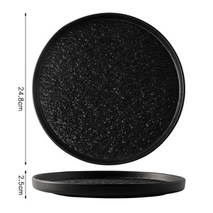 Plato de comida <span class=keywords><strong>occidental</strong></span> ecológico de estilo japonés, vajilla de cerámica blanca y <span class=keywords><strong>negra</strong></span> Simple, platos de restaurante duraderos de <span class=keywords><strong>roca</strong></span> creativa - Product Image 3