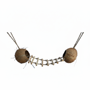 Jaula para Pájaros con Forma de Nido de Pájaro de Cáscara de Coco con Escalera de Madera |   Nido Natural para Loros, Periquitos y Agapornis - Product Image 3