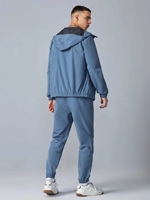 Survêtement coupe-vent bleu personnalisé 2 pièces ensemble veste pantalon couleur unie hommes Sport survêtement