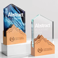 Trophée en cristal personnalisé avec base en bois, récompenses d'entreprise, réunion annuelle, cadeau d'affaires, récompense de reconnaissance des employés