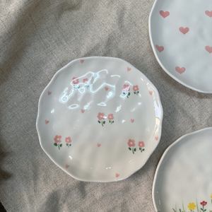 Ins Irregular corazón flor diseño cerámica postre pastel plato alta temperatura porcelana bajo vidriado Color 8 pulgadas plato - Product Image 4