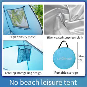 Carpa LevCryeou Pop Up de 200x140cm de apertura rápida, de una sola capa, para playa o exteriores, con puertas y ventanas dobles. - Product Image 5