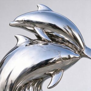 Escultura de Peces de Acero Inoxidable Pulido a Espejo, Estatua Abstracta de Grupo de Peces de Metal para Decoración de Paisajes con Fuentes de Agua en Piscinas Exteriores - Product Image 6