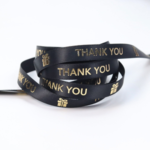 Bán buôn tùy chỉnh 6mm 9mm Cảm ơn bạn logo vàng in satin Ribbon cuộn cho Hộp Quà Tặng đóng gói - Product Image 3