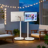 Téléviseur portable intelligent à écran tactile LED blanc de 32 pouces, tablette 1920x1080 IPS, HDTV alimenté par batterie