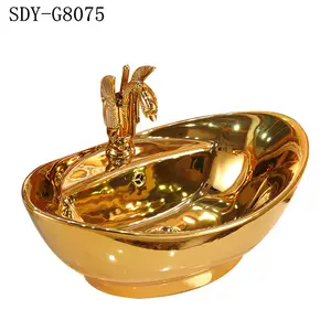 Heißer Verkauf Keramik Gold Farbe Waschbecken goldenes Waschbecken Bad Waschbecken Preis