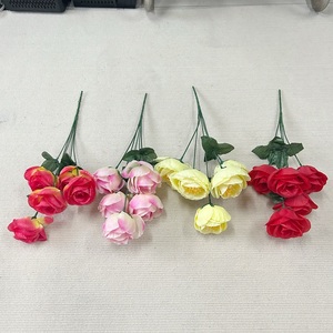 5-đầu lụa mộ hoa nhân tạo bó hoa trang trí tang Lễ Nghĩa trang vàng mã hiển thị cho tốt nghiệp của mẹ ngày lá hình dạng - Product Image 1