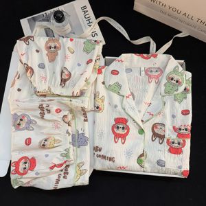 Fabrik Großhandel Sommer dreiteiliges Set Pyjamas Cloud Cotton Cute Cartoon Print Bequem und atmungsaktiv - Product Image 4