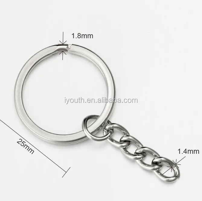1.8*25mm split ring with short chain key rings 1.4mm chain*4 links