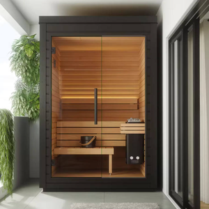 Sauna extérieur moderne en bois massif sur mesure, cabine de sauna finlandaise de luxe pour la maison et le jardin <span class=keywords><strong>avec</strong></span> porte en verre - Product Image 4