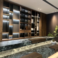 Système d'étagères ouvertes en mélamine moderne sur mesure avec éclairage LED, rangement modulaire, OEM ODM, pour école, hôtel, villa, salle d'étude