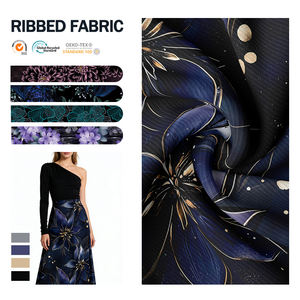 Tela de punto acanalada elástica en 4 direcciones, de poliéster y spandex, sin cepillar, duradera, para prendas exteriores elegantes de mujer. - Product Image 1