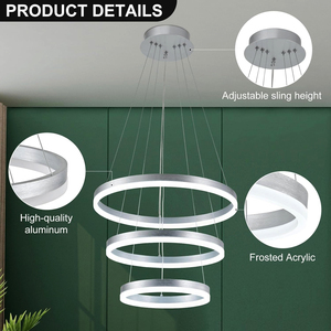 Langlebige dimmbare stilvolle 72-W-LED-Pendelleuchte aus Aluminium Zeitgenössisches Design DIY Lampa ras Colg antes De Techo Silber - Product Image 3