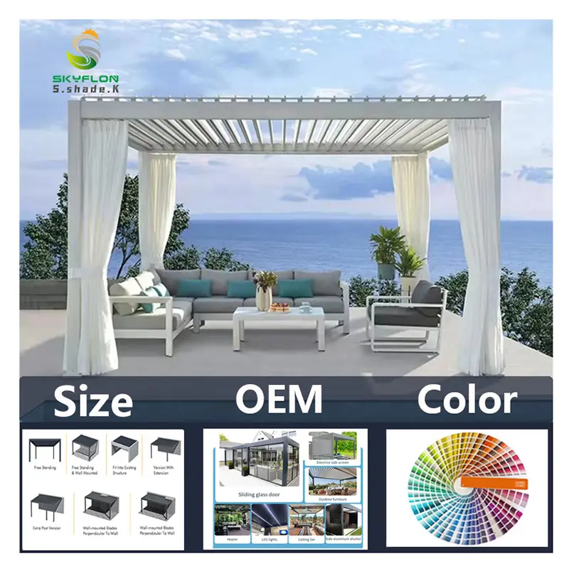 Customized Easy Assemble Pergolas Aluminium Waterproof Outdoor Patio Garden Supplies Pergolas Gazebo Canopy For Lights