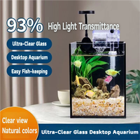 Kit d'aquarium de bureau en verre ultra-clair avec éclairage LED, filtre, nano-bac à poissons pour bureau, maison, cuisine, salon, débutants