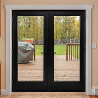 Porte française à double vitrage en alliage d'aluminium sur mesure, moderne, étanche, pour entrée extérieure de villa et appartement